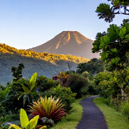Caribbean Holidays, January Nature Holidays, A clear January morning over Mount Liamuiga, with lush rainforest, tropical plants and a walking trail on Saint Kitts