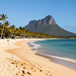 Caribbean Holidays, January Nature Holidays, A quiet golden beach on Nevis in January, with palm trees, calm turquoise water and Mount Nevis rising in the background
