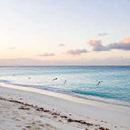Caribbean Holidays, January Nature Holidays, A quiet white-sand beach on Providenciales in January, with turquoise water, soft morning light and a few sea birds