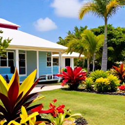 Caribbean Holidays, January Nature Holidays, Colourful Caribbean garden in a Saint Martin village with tropical plants, butterflies and a relaxed outdoor setting