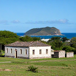 Caribbean Holidays, January Nature Holidays, Green countryside, traditional sugar estate ruins and a scenic view towards the Caribbean Sea on Saint Kitts