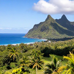 Caribbean Holidays, January Nature Holidays, Panoramic view of Saint Vincent's lush volcanic mountains, tropical forest and Caribbean coastline in bright January sunshine