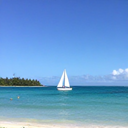 Caribbean Holidays, January Nature Holidays, Small boat sailing between the palm-fringed islands of the Grenadines beneath a clear blue January sky