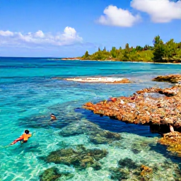 Caribbean Holidays, January Nature Holidays, Snorkellers exploring clear Caribbean water beside a colourful reef near Saint Kitts and Nevis, with sunlight below the surface