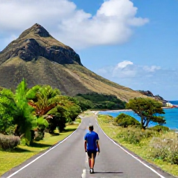 Caribbean Holidays, January Saint Barthelemy, Traveller exploring a scenic coastal road in Saint Barthelemy, with rugged hills, tropical vegetation and bright blue Caribbean sea