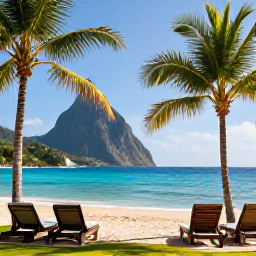 Caribbean Holidays, January Saint Lucia, A tranquil adults-only resort beside a bright turquoise Caribbean sea in Saint Lucia, with palm trees, sun loungers and warm January sunshine