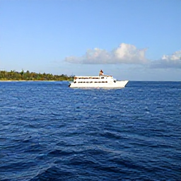 Caribbean Holidays, January Scuba Diving, A dive boat travelling towards Tobago&rsquo;s tropical coastline on a sunny January morning