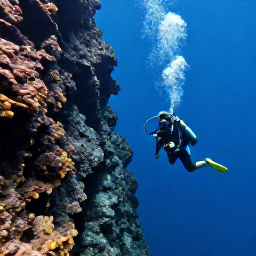 Caribbean Holidays, January Scuba Diving, Experienced scuba divers descending beside a steep volcanic wall near Soufriere, Saint Lucia