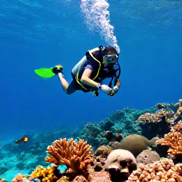 Caribbean Holidays, January Scuba Diving, Scuba diver exploring clear turquoise water above a colourful coral reef in Saint Lucia