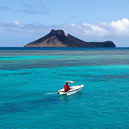 Caribbean Holidays, January Scuba Diving, Small dive boat arriving at a sheltered Caribbean dive site with volcanic island scenery in the background