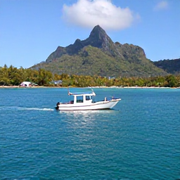Caribbean Holidays, January Scuba Diving, Small dive boat leaving a sheltered bay with the Pitons in the background on a sunny January morning