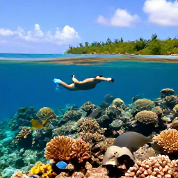 Caribbean Holidays, January Solo Holidays, A lone snorkeller in clear Tobago water above a colourful coral reef, with tropical fish and a quiet green coastline in the background