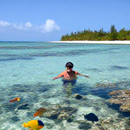 Caribbean Holidays, January Solo Holidays, A solo traveller snorkelling in clear water near the Tobago Cays, colourful fish, coral reef and white sandy beach in the background