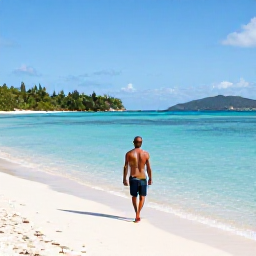 Caribbean Holidays, January Solo Holidays, A solo traveller walking along a quiet white-sand beach in Saint John, United States Virgin Islands, with calm turquoise water and gentle January sunshine