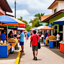 Caribbean Holidays, January Solo Holidays, A solo visitor exploring a colourful market street in Port of Spain, Trinidad, with local food stalls and welcoming people