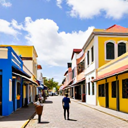 Caribbean Holidays, January Solo Holidays, Colourful Basseterre street scene with historic Georgian buildings, local shops and a solo traveller exploring in January daylight