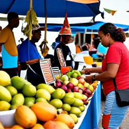 Caribbean Holidays, January Solo Holidays, Colourful Castries market in Saint Lucia with fresh tropical fruit, local crafts and a solo visitor browsing stalls
