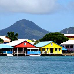 Caribbean Holidays, January Solo Holidays, Colourful waterfront in Kingstown, Saint Vincent, with local shops, boats and mountains in the background