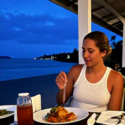 Caribbean Holidays, January Solo Holidays, Friendly solo traveller enjoying fresh Caribbean food at an outdoor restaurant in Antigua during the evening