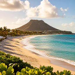 Caribbean Holidays, January Solo Holidays, Panoramic January view across the beaches and turquoise bays of Saint Martin and Sint Maarten, warm Caribbean light