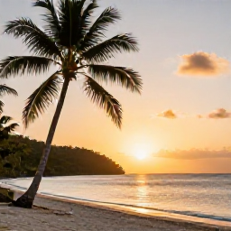Caribbean Holidays, January Solo Holidays, Peaceful Caribbean sunset over Saint Vincent and the Grenadines, palm-lined beach and warm golden light