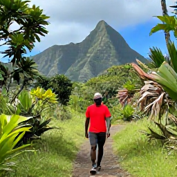 Caribbean Holidays, January Solo Holidays, Solo hiker on a forest trail on Mount Liamuiga in Saint Kitts, lush tropical vegetation and dramatic mountain scenery
