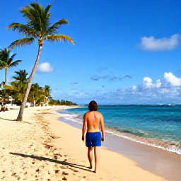 Caribbean Holidays, January Solo Holidays, Solo traveller relaxing on a golden beach in Puerto Rico, turquoise Caribbean water, palm trees and bright January sunshine
