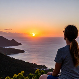 Caribbean Holidays, January Solo Holidays, Solo traveller watching a colourful Caribbean sunset from a scenic viewpoint in the US Virgin Islands