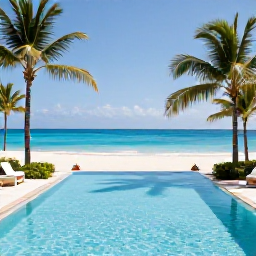 Caribbean Holidays, January Spa Breaks, A calm luxury resort in Punta Cana, Dominican Republic, with a palm-fringed pool, white sand beach and clear blue Caribbean water