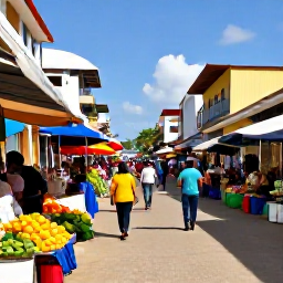 Caribbean Holidays, January Spa Breaks, A colourful Haitian market street with local crafts, fresh produce, friendly people and historic buildings under sunny skies