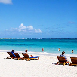 Caribbean Holidays, January Spa Breaks, A Cuban beach in January with white sand, clear turquoise water, sun loungers and visitors enjoying a calm afternoon