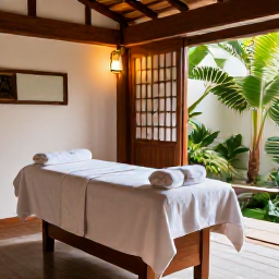 Caribbean Holidays, January Spa Breaks, A peaceful spa treatment room in Cuba with natural wood, soft towels, tropical plants and warm sunlight