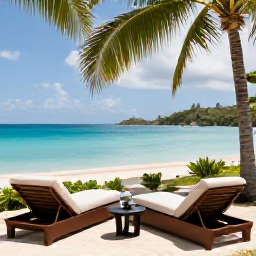 Caribbean Holidays, January Spa Breaks, A serene luxury spa overlooking turquoise Caribbean water in St Thomas, United States Virgin Islands, with palm trees and comfortable treatment loungers