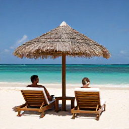 Caribbean Holidays, January Spa Breaks, Quiet Cura&ccedil;ao beach with a shaded sun lounger, turquoise water and a couple enjoying a peaceful wellness holiday