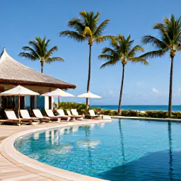 Caribbean Holidays, January Spa Breaks, Relaxing outdoor spa pool at a luxury Puerto Rico resort in January, with palm trees, warm sunlight and a calm Caribbean atmosphere