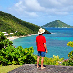 Caribbean Holidays, January Spa Breaks, Traveller exploring a scenic Antigua coastline near English Harbour, with green hills, blue sea and a relaxed island atmosphere