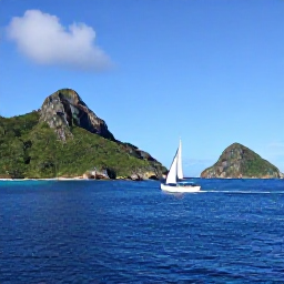 Caribbean Holidays, January Tours, A small sailing boat cruising between the British Virgin Islands, with rugged green islands, blue sea and a clear sky