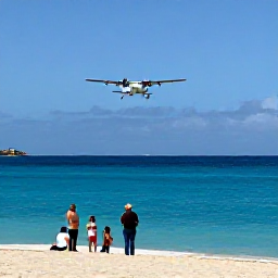 Caribbean Holidays, January Tours, Maho Beach in Sint Maarten with a passenger aircraft approaching above the shoreline and visitors watching from the sand