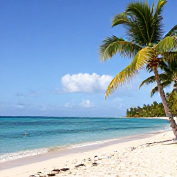 Caribbean Holidays, January Tours, Sunny Dominican Republic beach in January with clear turquoise water, palm trees and relaxed holiday atmosphere