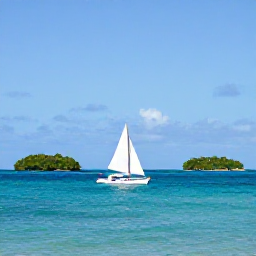 Caribbean Holidays, January Tours, Traditional sailing boat cruising between the Grenadine islands in January, with turquoise sea, small green islands and a calm blue sky