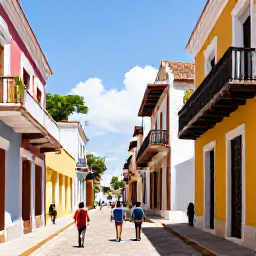 Caribbean Holidays, January Tours, Travellers walking through the colourful Colonial Zone of Santo Domingo, with historic Spanish architecture and sunny streets