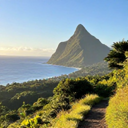 Caribbean Holidays, January Walking Holidays, A clear January morning over lush mountain trails and the Caribbean Sea on Saint Vincent
