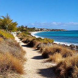 Caribbean Holidays, January Walking Holidays, A scenic coastal walking trail beside a turquoise Caribbean sea on Saint Martin in January, with dry tropical vegetation and bright sunshine
