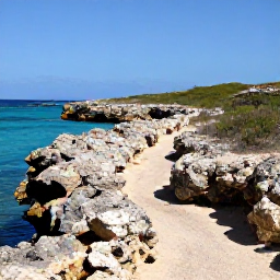 Caribbean Holidays, January Walking Holidays, A sunny coastal walking trail on Cura&ccedil;ao in January, with rugged limestone, turquoise sea and low scrub under a clear blue sky