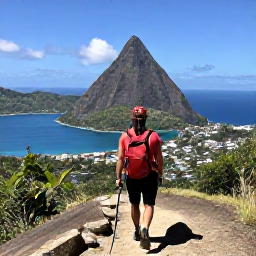 Caribbean Holidays, January Walking Holidays, Experienced hikers climbing the Gros Piton trail in Saint Lucia, with expansive Caribbean views under clear skies