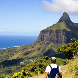 Caribbean Holidays, January Walking, Panoramic view of Guadeloupe&rsquo;s rugged Basse-Terre mountains, rainforest and distant coastline under a clear sky