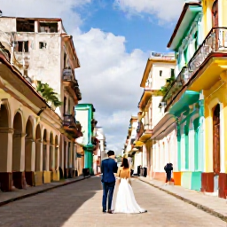 Caribbean Holidays, January Weddings, Couple exploring colourful streets and historic architecture in Havana, Cuba, during a sunny January holiday