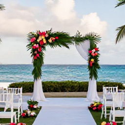Caribbean Holidays, January Weddings, Elegant outdoor wedding ceremony at a Saint Lucia resort in January, decorated with tropical flowers and overlooking the Caribbean Sea