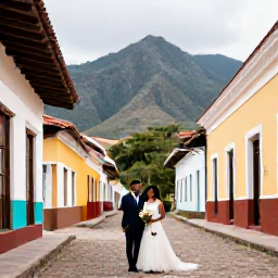 Caribbean Holidays, January Weddings, Newly married couple exploring a historic Haitian town with colourful buildings, local culture and mountain scenery