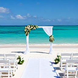 Caribbean Holidays, January Weddings, Sunny Dominican Republic beach with turquoise water, white sand and a decorated wedding aisle in January